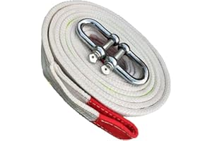 ZZDZW Cable De Seguridad Remolque 5-25 Toneladas, Eslingas,4M/5M/6M7M/8M/9M/10M Correa,Cuerda para Remolque Coche,2 Grilletes Reforzados para Recuperación Vehículo por Auto,SUV,Todoterreno