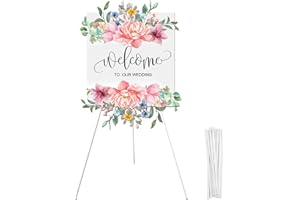 EIDOCT Display Easel Stand for Wedding Sign, Portable Folding Easel Floor Art Easel, Easy to Carry Tripod & Canvas Stand Art Easels for Display Painting Canvas, Wedding Signs, Presentations, Posters (White)