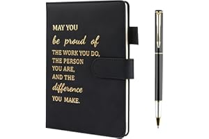 Hopton Inspirational Notebook, PU Leather Notebook and Pen Set, Employee Appreciation Gifts, New Job Gifts for Women Men Employee Volunteer Colleague Teacher(Black)