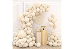 PATIMATE Palloncini Sabbia Bianca, Kit Arco 110 Palloncini Beige Crema per Compleanno, Battesimo, Baby Shower Decor (18/12/10/5 Pollici)