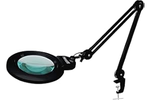 Neatfi Loupe Bifocale XL 1,600 Super LED Lampes, Prise Europe, 5 Dioptries avec 20 Dioptries, 16W, 84 PCS SMD LED (Non-CCT avec Pince, Noir)