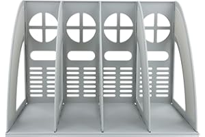 HEAVENLIFE Stojak na notatniki na biurko, stojak na czasopisma z 4 przegródkami, stojak na czasopisma, wytrzymały plastikowy organizer na dokumenty A4, stojak na książki do szkoły, biura, domu