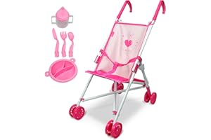 Anivia Puppenwagen, Puppenwagen für 2 Jahre alte Mädchen, Kinderwagen Puppen Kinderwagen, Kinderwagen Spielzeug mit Küchenutensilien