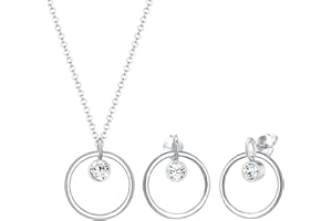 Elli Schmuckset Kreis Geo Swarovski® Kristalle 925 Silber Tondo