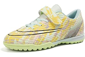 Puvvtyi Kids Football Boots,Anti-Slip Foot Shoes Laceless,Unisex Boys Girls Football Trainers