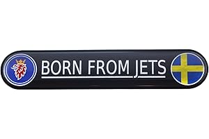 EU-DECALS Adesivo 3D con logo SAAB BORN FROM JETS con il grifone in blu e la bandiera svedese bombata 3D