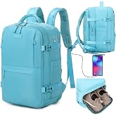 Expandable Cabin Travel Backpack for Ryanair 40x25x20-25cm, with Shoes Bag, Casual Waterproof Expandable Backpack Compatible
