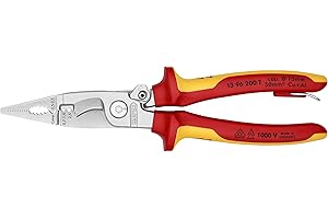 KNIPEX Szczypce do prac elektroinstalacyjnych w blister chromowany z wielokomponentowymi nasadkami izolowanymi wg VDE 200 mm, 13 96 200 T BK