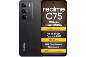 realme C75 Smartphone 8+256 GB, IP69,Batteria da 5828 mAh,Vetro ArmorShell™2,Fotocamera super nitida da 50 MP,Ricarica rapida da 45W, Black(nessun adattatore)