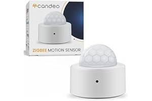 Candeo Zigbee Motion Sensor, White | PIR Smart Home Movement Detector with a Wide Range | Zigbee 3.0 Compatible with SmartThings, Home Assistant, zigbee2mqtt | Pet-Friendly, Long Battery Life
