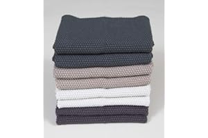 EHC Pack of 8 Premium Square Cotton Textured Washable and Reusable Kitchen DIsh Cloth Tea Towel - 27cm x 27cm, Multi Color Pack (Lint Free)