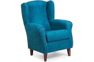 GASTEN A GUSTO SILLONEA - Sillón Orejero pequeño, con Tela Antimanchas, de reducido tamaño para salón o dormitorio (Tamaño:100*74*77cm) Tapizado en AZUL. Butaca ideal para ver la tv, leer o lactancia.
