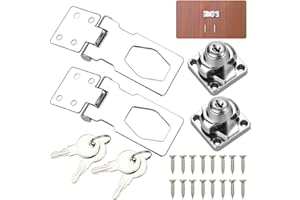 DECARETA Hasp and Staple Lock with Key,2 Lock Hasp Metal Door Bolt Latch Buckle with Padlock and 4Key,4 inch Door Bolt Latch Buckle Hardware for Locking Shed Doors Garage Door Cabinets Boxes Furniture