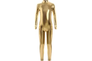 JEATHA Maillot Brillante De Danza Para Niñas Mono Elástico De Gimnasia Rítmica Maillot Manga Larga Con Cremallera Mono De Discoteca Hippie