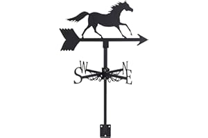 SUPERDANT Girouette de Jardin Exterieur Cheval au Galop Ornement Girouettes Métal Girouette Outil de Mesure du Vent Noir pour Toit Cour Jardin Ferme Décoration Extérieure Deco Jardin Exterieur