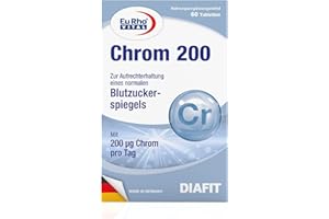 ‎EURHOVITAL Chromium Tablets | Dietary Supplement with Chrome Picolinate | High Dose with 200 mcg Chrome per Tablet | 60 Tablets for 2 Months | EuRho® Vital - Made in Germany