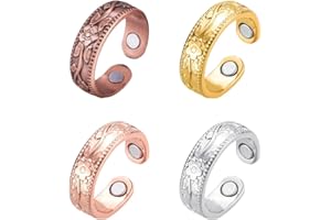 ARHZ 4 Artikel Pflaumen-Magnet-Ringe, Ring Magnetische Ringe mit feiner Qualität Verstellbare Ringe,Für Männer und Frauen(Rotes Kupfer + Gold + Rose Gold + Silber)