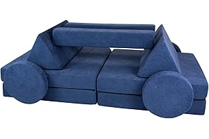 ‎VELINDA Velinda Spielsofa Modulsofa Spielmöbel modulares Kindersofa Familienmöbel Bausteine-Set (Farbe: dunkelblau)