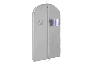 NOGSAY Light Gray Foldable Suit Carrier Bag for Travel - Hanging Garment Bags with Handles, Zippered Covers, Breathable Clothes Protector Bags for Coat, Jacket, Dress (43")