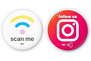 EINFACHSACHEN Juego de 1 pegatina Scan Me e Instagram NFC, etiquetas inteligentes para compartir perfiles, sitios web, tarjetas digitales y más, reescribible, 3 cm de diámetro