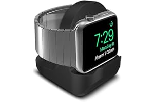 TUCANA Charger Stand Compatible with Apple Watch Charger Series 7/6/SE/5/4（45mm/44mm/41mm/40mm）and Series 3/2/1 (42mm/38mm), Nightstand Mode, Durable Silicone with Non-Slip Stable Base (Black)