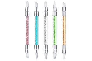 ZEOHBETY Nail Art Sculpture Pen, 5Pcs Dual Tipped Silicone Nail Tools for Resin, Silicone Brushes, Acrylic Pen, Nail Art Brushes, Nail Foil Carving Drawing Effect Shaping Drawing