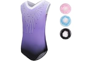 Sinoem Justaucorps de Gymnastique Fille Manches Longues Couleur Dégradé Multicolore Leotard Danse Ballet pour Enfant 3-12 Ans