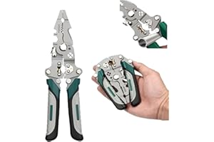 Voroly All in 1 Multifunction Stainless Steel Wire Stripper/Wire Crimping Tool, Wire Cutter, Wire Crimper, Cable Stripper, Wiring Tools and Multi-Function Hand Tool (Green wire)