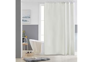FURLINIC Cortina Ducha Tela Antimoho,Poliéster Cortinas de Baño Decorativas Impermeable & Lavable,Crema Duchas de Baño Cortinas Esquina con 10 Aros Cortina Ducha-150x180cm.