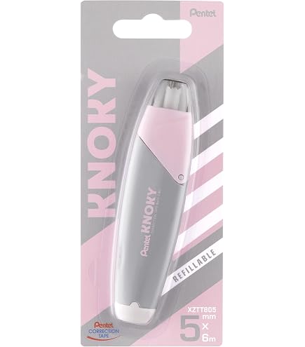 Cinta Correctora Pentel Knoky, Ergonómica, Recargable, 6 M X 5 Mm, Color Verde Claro, Con Pulsador