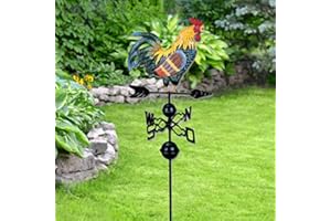 Syfunlv Coq Girouette, Girouette Coq de Decoration Exterieur, Girouette en Fonte, Girouette en métal avec Ornement de Coq décor de Patio de Jardin de girouettes, 130cm x 35cm