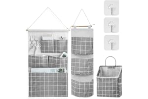 Tohoee 3 Pezzi Tasche Portaoggetti da Parete Borsa Portaoggetti da Appendere Salvaspazio Appendibile Organizzatore Lavabile Multiuso per Riporre Oggetto Quotidiano Camera Cucina Ufficio (Grigio)