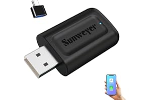 Sunweyer Bezprzewodowy Adapter CarPlay i Android Auto do Samochodów z Łącznością Przewodową | Port USB-A | Plug & Play | Automatyczne Łączenie (Niezgodny z BMW/Samochodami bez CarPlay)
