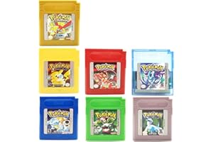 YIHUOHANG 2023 Enhanced Pokeemon Gameboy Color Games Cartridge Collection 7-Pack (Green, Blue, Red, Yellow, Gold, Crystal, Silver) for Nintenton GBC USA Version (Crystal Version)