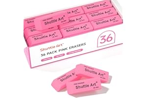 Shuttle Art Pink Rhomb Erasers, 36 Pack, Latex-Free, No Smudge, Soft, Synthetic Rubber & Thermoplastic Elastomers, Pencil Erasers, Writing, Art Class & Back to School Supplies