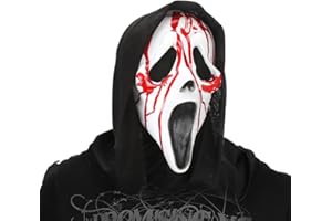 AURASKY Maschera dell'urlo, Maschera di Halloween Horror Realistica, Ghostface Mask, Accessori per Costumi di Halloween Carnevale Feste Cosplay