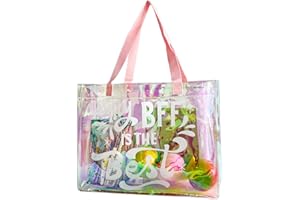 TotePrint Holografische PVC Handtasche - Durchsichtige Transparente Tasche mit Buchstaben-Muster, Stadion-Zulassung (1 Stück)
