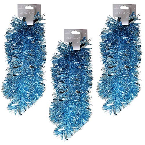 Widdle Gifts Ltd Navidad Grueso Espumillón Árbol Decoración de Habitación 3 Largos 2 Metros - Azul Pálido