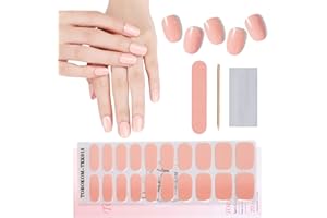EBANKU Semi Cured Gel Nail Strips,Off White Gel Nail Strips Long Lasting Waterproof Real Nail Polish Strips Wraps Stickers with Cuticle Stick, Nail File, Nail Wipes & Sealing(UV/LED Lamp Required)