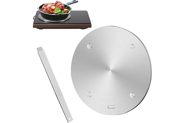 Gocoffun Plaque diffuseur de chaleur pour cuisinière à gaz, plaque d'adaptation à induction en acier inoxydable avec poignée de retrait, pour batterie de cuisine, diffuseur de chaleur (28 cm)