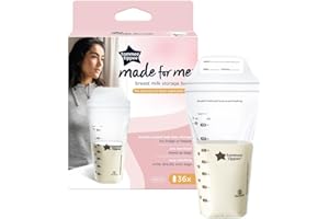 Tommee Tippee Closer to Nature Breast Milk Storage Bags, Pre-Sterilised Stand-Up Pouches, Secure Double Seal, Single Use, 350ml Capacity, Pack of 36