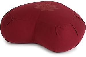 Yoga Studio Meditation Cushion Crescent Zafu Buckwheat by Yoga Studio - Lotus Leaf - Burgundy