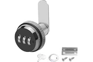 MEIRIYFA Verrou à combinaison à code à 3 chiffres pour armoire, tiroir, boîte aux lettres (25 mm, fer noir)