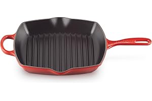 LE CREUSET Skillet Gril en Fonte Émaillée, Carré, 26 cm, 2,86 kg, Cerise, 20183260600422