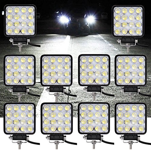 HJ® Focos led de trabajo, 48 W, 4320 lm, faro led adicional IP67, offroad, resistentes al agua, proyector, 12 V, 24 V, clase energética A++