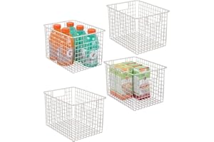 mDesign 4er-Set Allzweckkorb aus Metall - flexibler Aufbewahrungskorb für die Küche, Vorratskammer etc. - kompakter und universeller Drahtkorb mit Griffen - mattsilberfarben