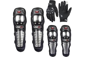 Aikelai 6 PièCes Tenue Moto Cross Homme, Gants Moto, Genouillères pour Moto, Accessoires Moto, Protection Moto, Equipement Moto (gants M)