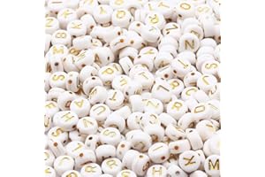 Zsail Buchstabe Perlen 1200pcs Acryl Alphabet Buchstabe Perlen A-Z Buchstabe für Schmuck Herstellung (bg Farbe Gelbgold) (bg Weißgold)