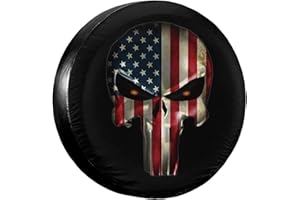 TDHLW Housse de Roue de Secours Patriotique avec Drapeau américain et tête de Mort, Housse Universelle pour remorque, Camping-Car, SUV, Camion et Autres véhicules.,15 inch for Diameter 27"~29"