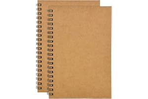DISINO 2PCS Cuadernos de Bocetos A5, 100 Páginas Espiral Cuaderno Encuadernado, Cuaderno Bocetos Papel Dibujo en Blanco, Bloc Dibujo Cubierta Kraft, Bloc Notas para Pintar Acuarela, Diario (Kraft)